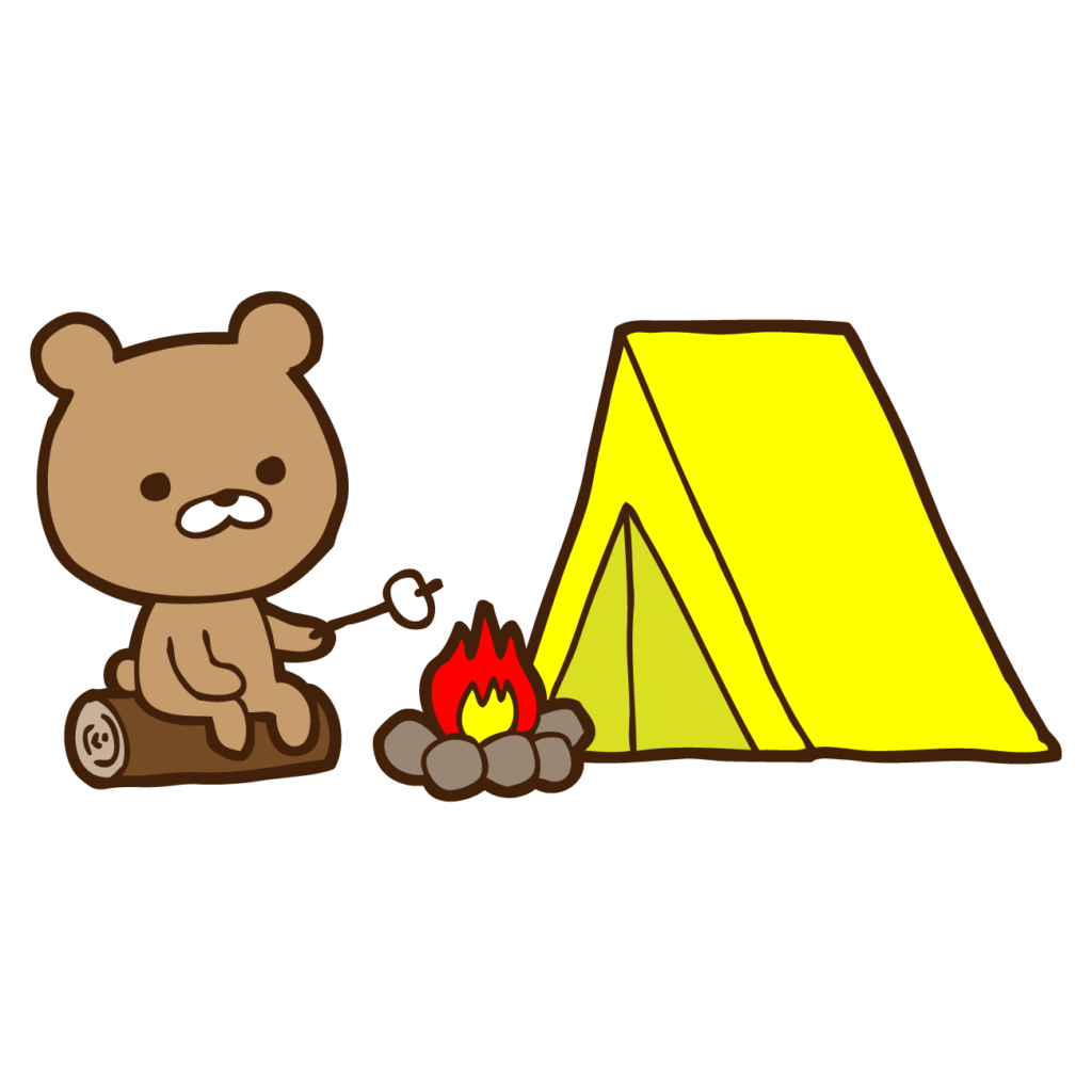 手描き風 熊 くま クマ キャンプ 一人キャンプ アウトドア